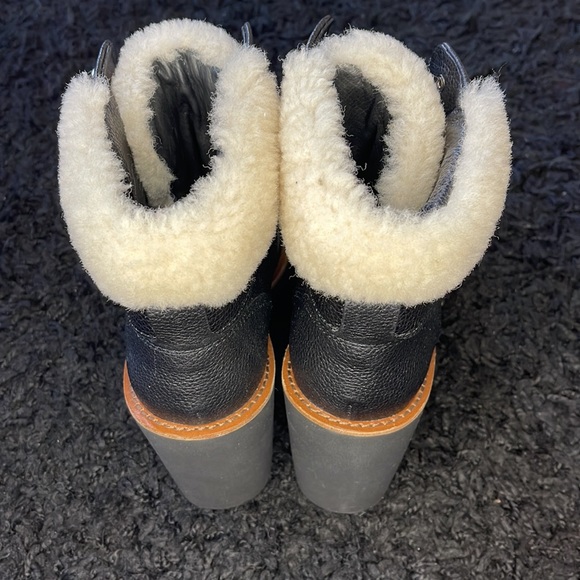 COACH ‘Kenna’ Shearling Leather Wedge Boots in Black - Picture 5 of 7